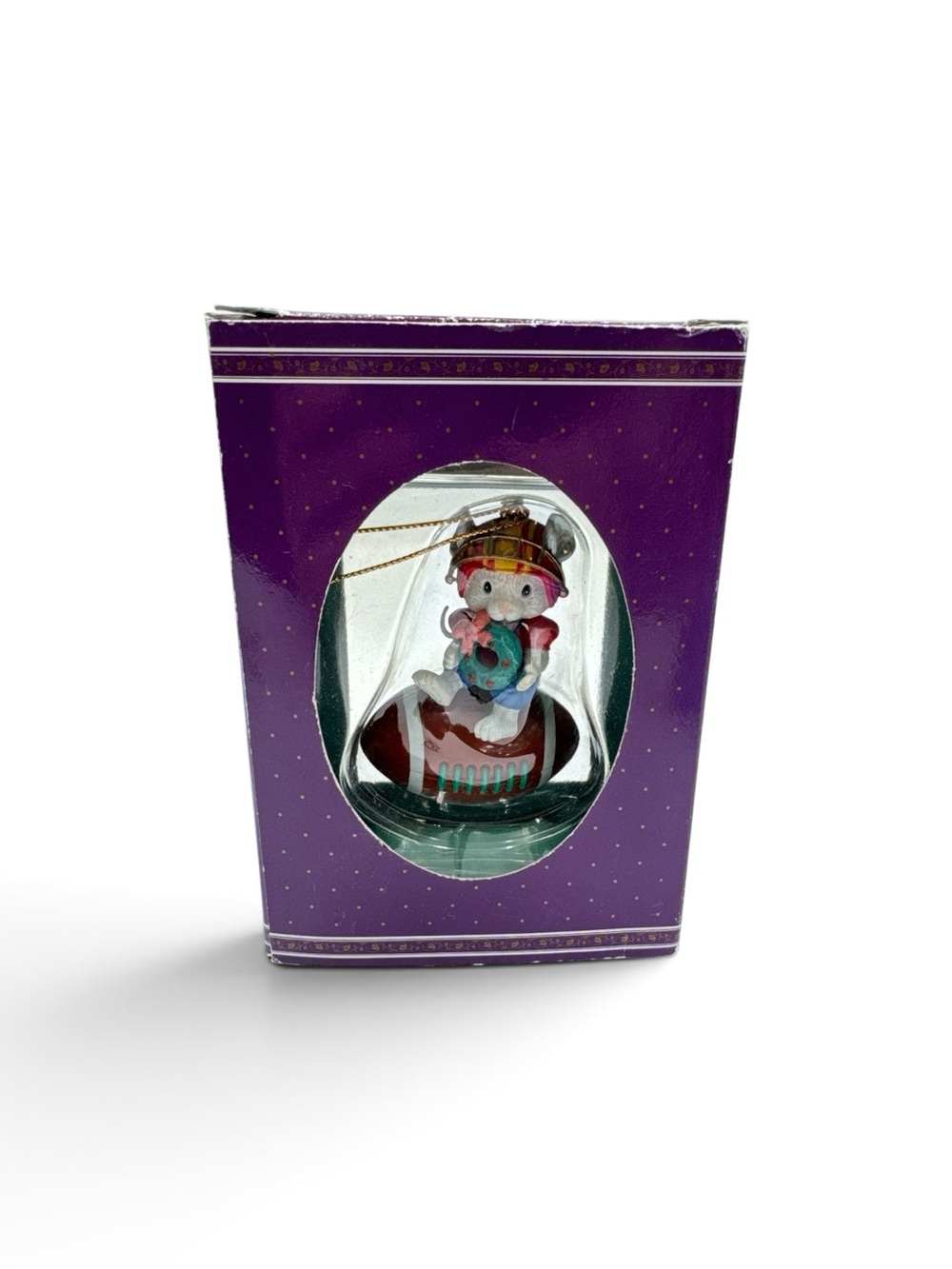 Vintage 1994 Mistletoe Magic Football Mouse Christmas Ornament NIB Walmart